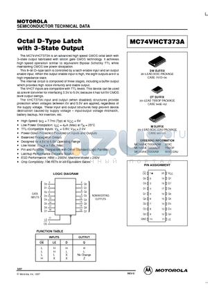 MC74VHCT373AM datasheet - Octal D-Type Latch with 3-State Output