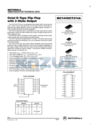 MC74VHCT374ADT datasheet - Octal D-Type Flip-Flop with 3-State Output