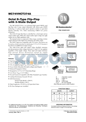 MC74VHCT374ADWRG datasheet - Octal D−Type Flip−Flop with 3−State Output
