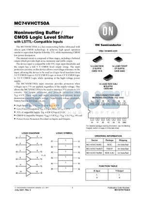 MC74VHCT50A datasheet - Noninverting Buffer /  CMOS Logic Level Shifter with LSTTL-Compatible Inputs