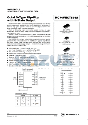 MC74VHCT574A datasheet - Octal D-Type Flip-Flop with 3-State Output