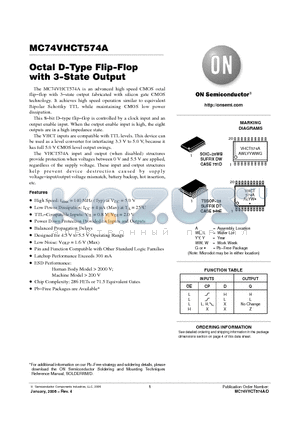 MC74VHCT574ADT datasheet - Octal D−Type Flip−Flop with 3−State Output