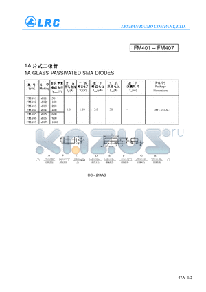 FM404 datasheet - 1A GLASS PASSIVATED SMA DIODES