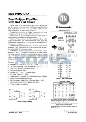 MC74VHCT74A_09 datasheet - Dual D-Type Flip-Flop with Set and Reset