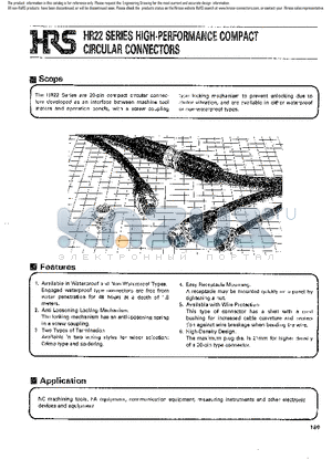 HR22-12WTPA-20P datasheet - HR22 SERIES HIGH-PERFORMANCE COMPACT CIRCULAR CONNECTORS