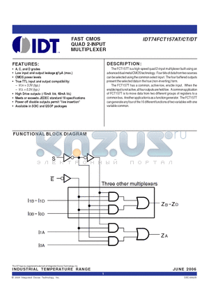 IDT74FCT157ATQ datasheet - FAST CMOS QUAD 2-INPUT MULTIPLEXER