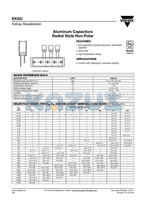 MALREKS20KK415E00K datasheet - Aluminum Capacitors Radial Style Non-Polar