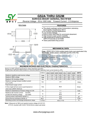 GS2G datasheet - SURFACE MOUNT GENERAL RECTIFIER