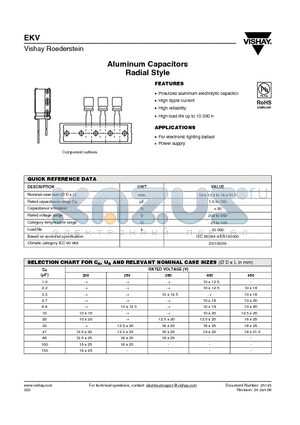 MALREKV00DC168N00K datasheet - Aluminum Capacitors Radial Style