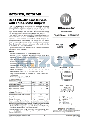 MC75172BDW datasheet - Quad EIA−485 Line Drivers with Three−State Outputs