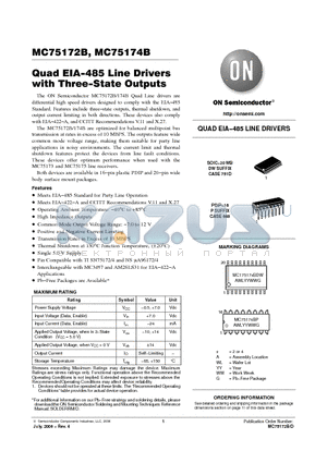 MC75172BDWG datasheet - Quad EIA−485 Line Drivers with Three−State Outputs