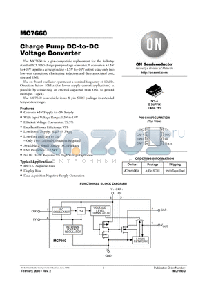 MC7660 datasheet - Charge Pump DC-to-DC Voltage Converter