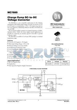 MC7660DR2 datasheet - Charge Pump DC-to-DC Voltage Converter