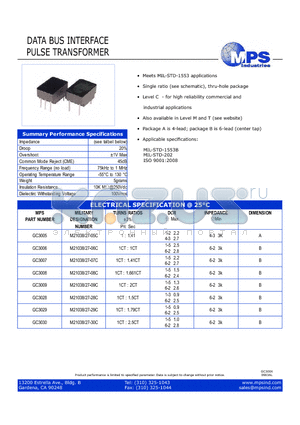GS300X datasheet - Single ratio (see schematic), thru-hole package
