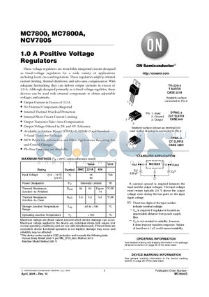 MC7800 datasheet - THREE-TERMINAL POSITIVE FIXED VOLTAGE REGULATORS