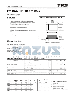 FM4933 datasheet - Chip Silicon Rectifier - Fast recovery type