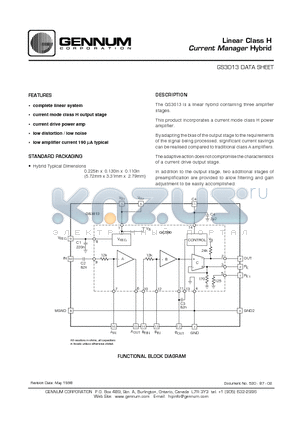 GS3013 datasheet - Linear Class H Current Manager Hybrid