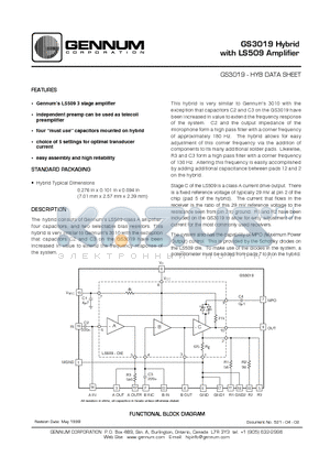 GS3019 datasheet - Hybrid with LS509 Amplifier