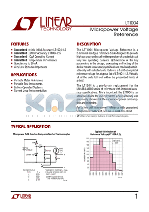 LT1004-2.5 datasheet - Micropower Voltage Reference