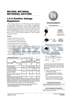 MC7805ABD2TR4 datasheet - 1.0 A Positive Voltage Regulators