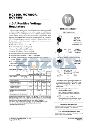 MC7805ABD2TR4G datasheet - 1.0 A Positive Voltage Regulators