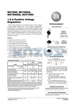 MC7805BD2T datasheet - 1.0 A Positive Voltage Regulators