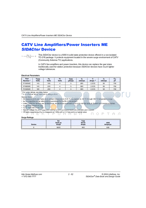 P2300ME datasheet - CATV Line Amplifiers/Power Inserters ME SIDACtor Device