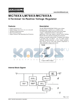 MC7805CT datasheet - 3-Terminal 1A Positive Voltage Regulator