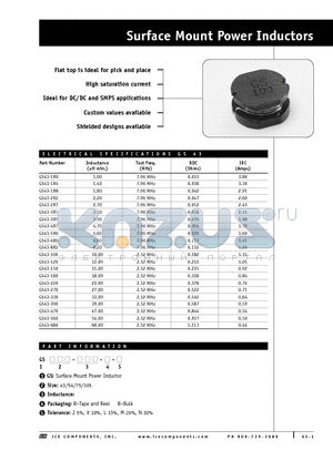 GS43-2R2 datasheet - Surface Mount Power Inductors