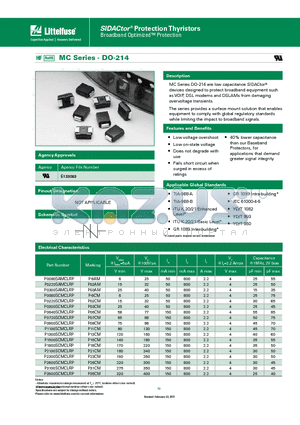 P2300SCMCLRP datasheet - MC Series DO-214 are low capacitance SIDACtor^ devices designed to protect