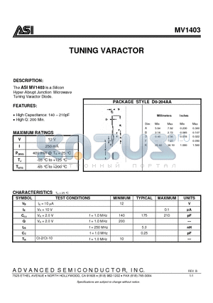 MV1403_07 datasheet - TUNING VARACTOR