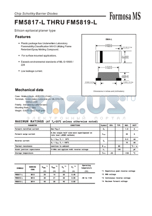 FM5819-L datasheet - Chip Schottky Barrier Diodes - Silicon epitaxial planer type