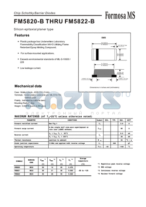 FM5820 datasheet - Chip Schottky Barrier Diodes - Silicon epitaxial planer type