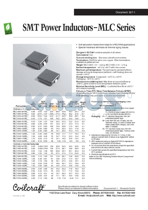 MLC1565-501ML datasheet - SMT Power Inductors