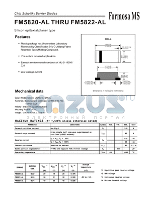 FM5820-AL datasheet - Chip Schottky Barrier Diodes - Silicon epitaxial planer type