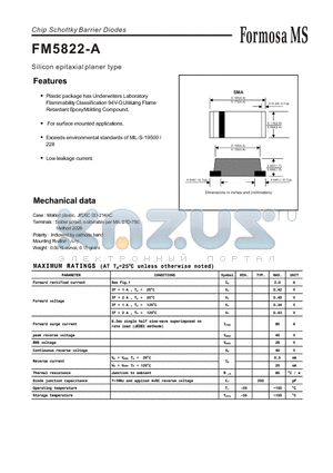 FM5822-A datasheet - Chip Schottky Barrier Diodes - Silicon epitaxial planer type