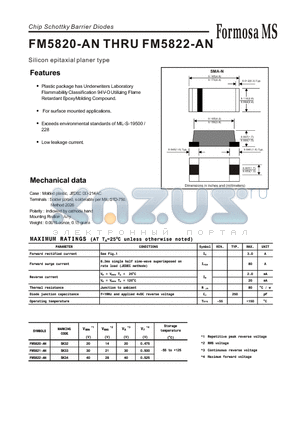 FM5822-AN datasheet - Chip Schottky Barrier Diodes - Silicon epitaxial planer type