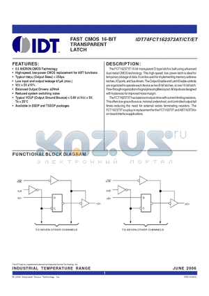 IDT74FCT162373AT datasheet - FAST CMOS 16-BIT TRANSPARENT LATCH