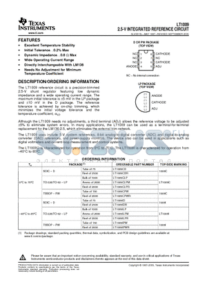 LT1009CLPME3 datasheet - 2.5-V INTEGRATED REFERENCE CIRCUIT
