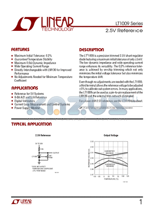 LT1009CZ datasheet - 2.5V Reference