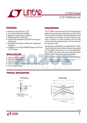 LT1009CZ datasheet - 2.5V Reference