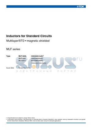 MLF2012A2R2K datasheet - Inductors for Standard Circuits