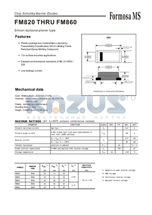 FM820 datasheet - Chip Schottky Barrier Diodes - Silicon epitaxial planer type