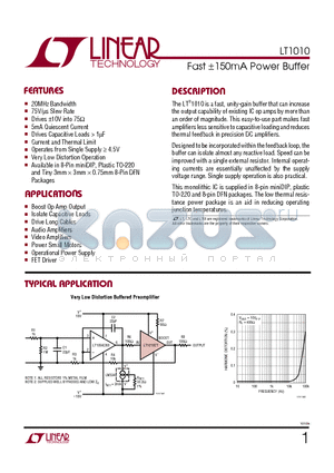 LT1010CN8 datasheet - Fast a150mA Power Buffer