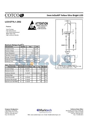 LC512TYL1-25Q datasheet - 5mm InGaAlP Yellow Ultra Bright LED