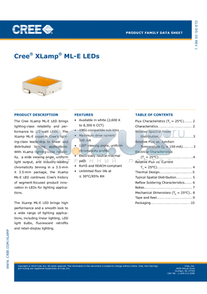 MLEAWT-A1-0000-0003E5 datasheet - Cree^ XLamp^ ML-E LEDs
