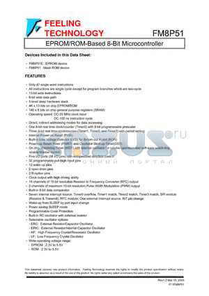 FM8P51EF datasheet - EPROM/ROM-Based 8-Bit Microcontroller