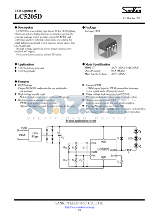 LC5205D datasheet - Hybrid Integrated Circuit