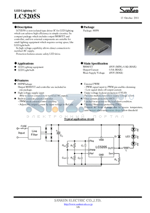 LC5205S datasheet - Hybrid Integrated Circuit