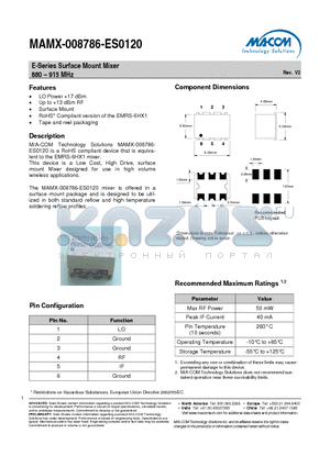 MAMX-008786-ES0120_V2 datasheet - E-Series Surface Mount Mixer